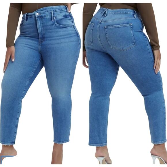 Good American jeans Blue Indigo Womens 14/32 Crossover Waistband Slim Straight - Picture 2 of 10